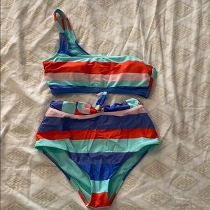 Two piece striped bikini